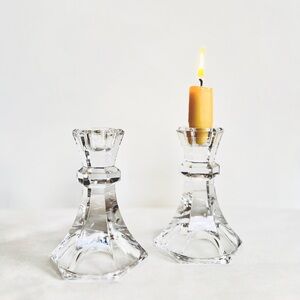Pair of Vintage Crystal Taper Candle Holders
